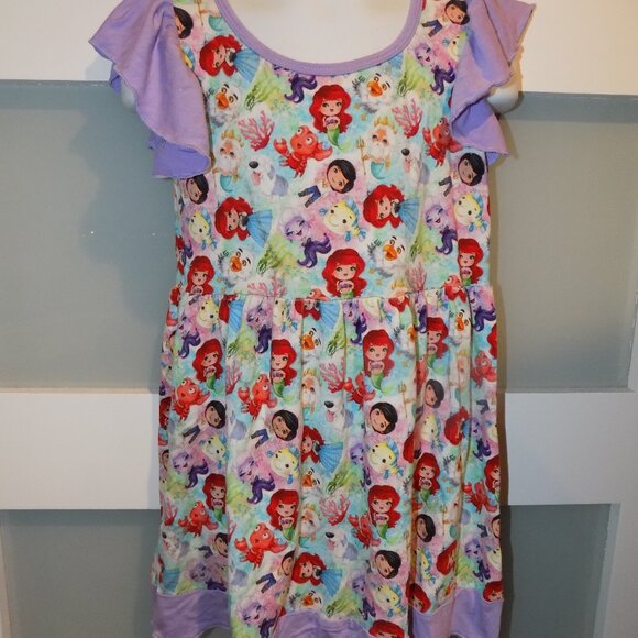 Austin & Co. Other - Austin & Co. Little Mermaid Print Ruffled Sleeve Dress Size 3T Girl's
